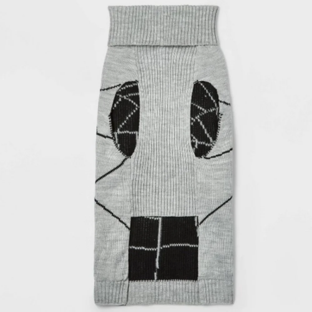 Hyde and Eek! Pet Spiderweb Grey Knit Sweater Halloween Fall October 3D Spiders